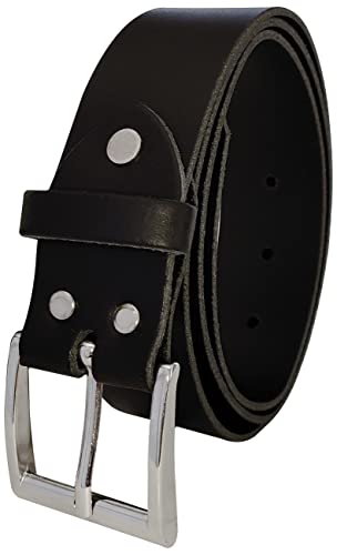 FRONHOFER klassischer Herrengürtel 38mm breit,, Leder, silberne Gürtelschnalle, Schraube, vernietet, kürzbar 18581, Größe:Körperumfang 115 cm / Gesamtlänge 130 cm, Farbe:Schwarz Cover