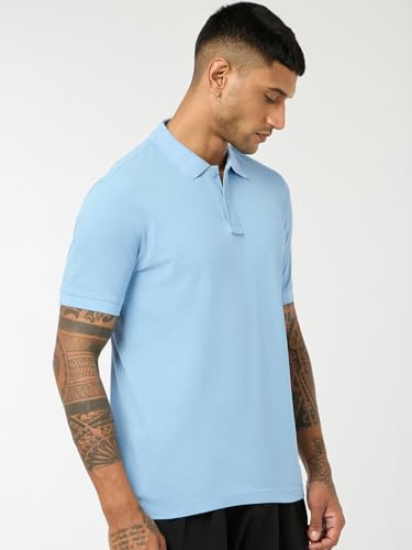 Image of Bewakoof Men Solid Regular Fit Half Sleeve Collar Pure Cotton T-Shirt