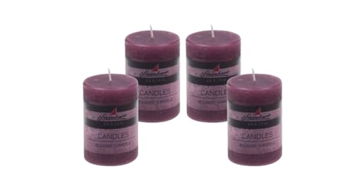 4er Set Adventskranzkerzen Raureif Brombeer 80/58 mm durchgefärbte...