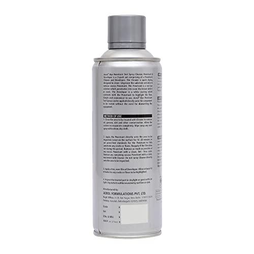Aerol Dye Penetrant Cleaner Spray | Solvent Cleaner | Grade 9930 | (277g/400m) Quick Crack Detection | Non Corrosive | For Welding & Maintenance
