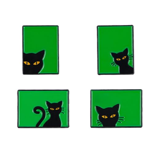 4 Pcs Black Cat Enamel Pins Set Cute Cartoon Animal Black Cat Pins for Women Girls Badge for Clothing Bag Jackets Halloween Jewelry Gifts