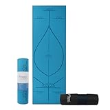 Fitness Mantra® TPE 6mm Body Alignment Lines Yoga Mat with Cover Bag for Gym Workout and Yoga Exercise for Men & Women Fitness| 1 Piece| 6mm| 24'x72'| Alignment Lines | Teal Color|