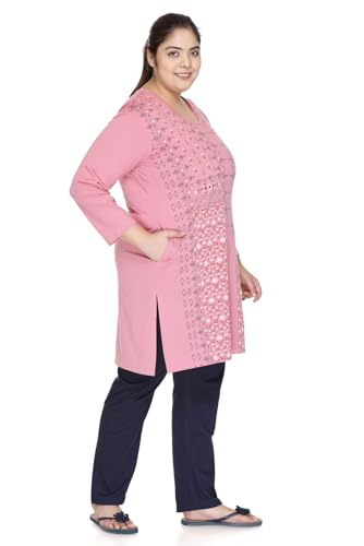 Image of RYSH Women's Plus Size Printed Kurta | Round Neck | 3 /4 Sleeve | Relaxed Fit