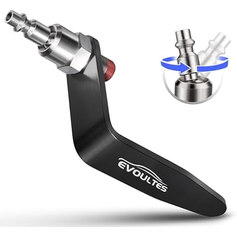 EVOULTES Pneumatic Tool Rafter Hook Hanger with 1/4 Inch & 360° Swivel Air Fitting, Lightweight Aluminum Air Tool Organizer Holder, L Shaped Hook for Air Nailer, Air Hammer, Air Blow Gun Cover