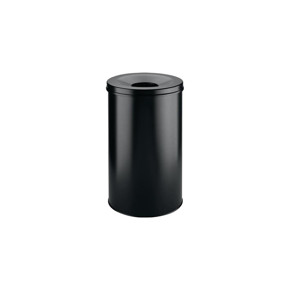 Durable Papierkorb Safe rund, selbstlöschender Deckel, Mülleimer groß 60l, schwarz, 330701