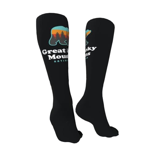 Socks,Great Smoky Mountains National Park Socks for Women Mens Running Socks Soft Warm Long Socks Compression Socks Hiking Socks 20in Black2