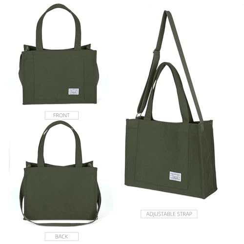Image of Valleycomfy Corduroy Tote Bag for Women Travel Crossbody Bag Purse Women Shoulder Bags Work Handbags Everyday Hobo Bag