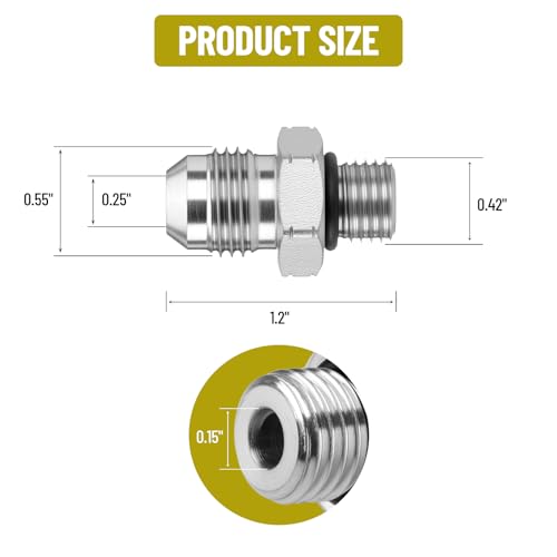 Image of 10 Pack Hydraulic Hose Adapter Fittings: 3 /8 inch JIC 37 Male x #4 SAE /ORB Male, Straight Tube Fitting Kits with Protection Cover - 6400-06-04