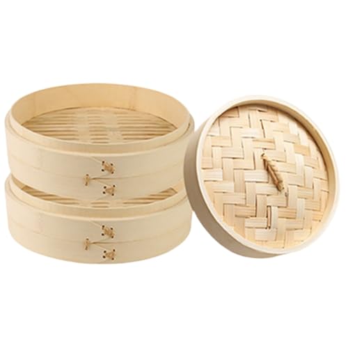 GAIMONSU 竹蒸し器 せいろ 天然竹製 コンパクト 蓋付き 4サイズ対応 21cm 24cm 27cm 30cm 健康蒸し 和食 点心 茶碗蒸し 通気性 おもてなし ギフト (24cm)