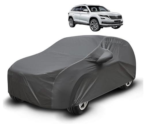 Image of Auto Hub Waterproof Car Cover Compatible with Kodiaq with Mirror Pockets, Soft Cotton Lining, Kodiaq Car Cover Waterproof, Grey