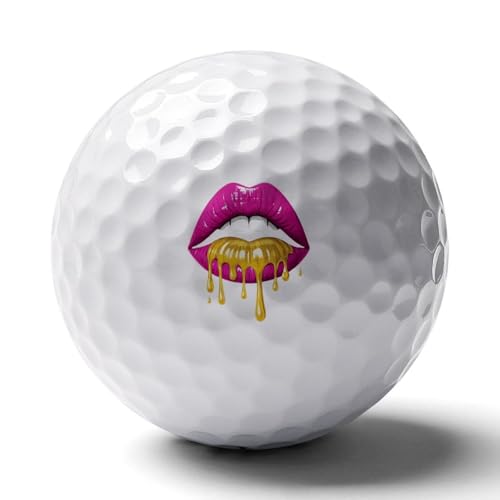 Lip Golden Drip Personalized Golf Balls Funny Long Distance Practice Golf Ball for Men Women Backyard