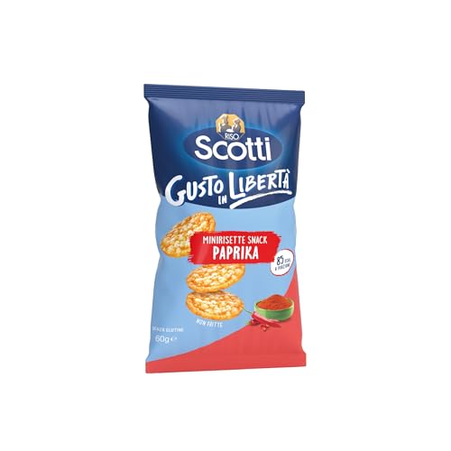 Riso Scotti - Risette Snack di Riso alla Paprika - Snack Gallette di Riso Senza Glutine Bio, Non Fritto, No Glutammato - 60 gr