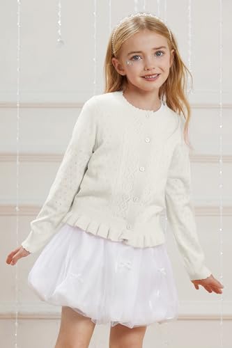 GRACE KARIN Girls Long Sleeve Cardigan Sweater Girls Button Closure Knitted Cable Cardigan 5-12Y2