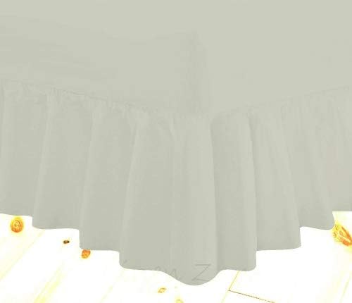 LinenZone Extra Deep Fitted Frilled Valance Bed Sheet Easy Care 18 Colours, Single - Silver