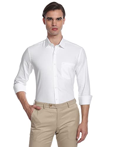 Image of Arrow Solid Slim Fit Mens Formal Shirt - 100% Cotton, Breathable & Comfortable, Full Sleeves Shirts for Men