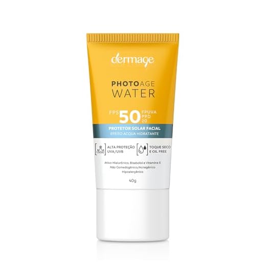 Photoage Water, Protetor Solar Incolor com FPS50 e PPD20, Fórmula Enriquecida com Hialuronato de Sódio e Tecnologia Double UV Protect, 40g