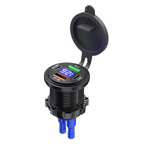 Cargador USB para automóvil   Adaptador Tipo C PD+qc3.0 con Pantalla Digital, Cargador para automóvil de Carga rápida, Diseño Compacto y Resistente, Protección contra sobrecorriente Segura, Accesorio