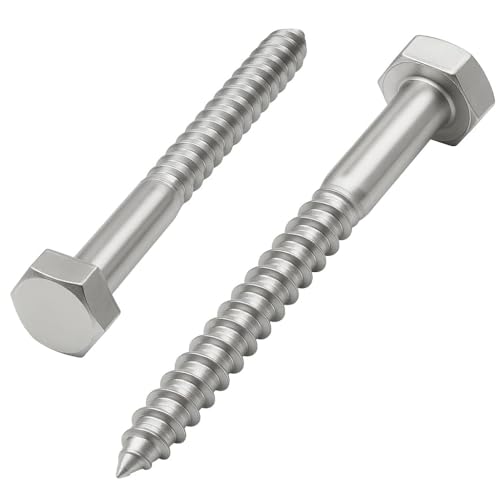 IMSCREWS 1/2 x 4 Hex Head Lag Screws, 304 Stainless Steel, Partially Threaded Industrial Wood Bolts for Heavy Timber & Docks, 2 pcs