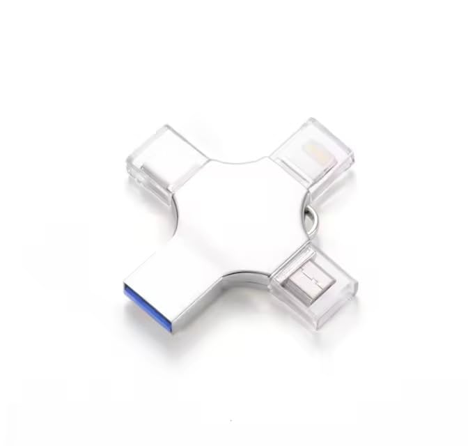 Image of 1TB 4-in-1 USB Flash Drive, Silver, Compatible with iPhone, USB-C, Micro USB and USB 3.0