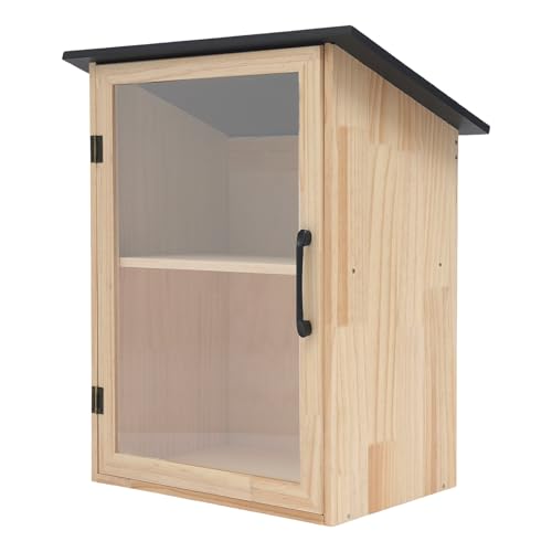 Tapischion Bookcase with Clear Door, 2-Tier Wooden Bookshelf Display Organizer-DIY