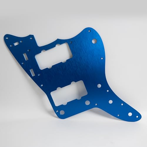 For Fender Jazzmaster Brushed Aluminum Pickguard - 13-Hole Replacement, Compatible with American/Mexican Standard Models, EMI Shielding, Anodized Finish, Right-Handed Guitar Parts (Bule)