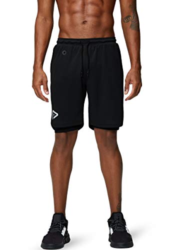 Pinkbomb Men's 2 in 1 Running Shorts Gym Workout Quick Dry Mens Shorts with Phone Pocket3