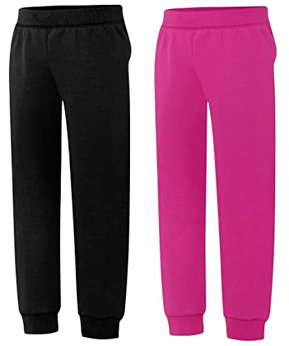 Hanes Girl's 2-Pack ComfortSoft EcoSmart Jogger Pants, Black/Amaranth, X-Large