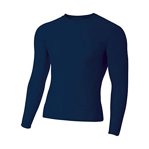 A4 Sportswear Youth Small Navy Long Sleeve Compression Crew