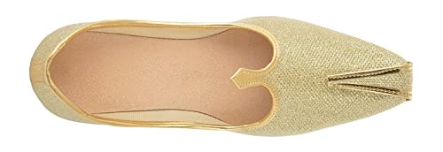 BombayFlow Men's Tiger Gold Glitter Punjabi Jutti Indian Handmade Gold Shoes Loafers, Khussa Shoes Juti India Wedding Kurta Sherwani Khussa Mojari Men's4