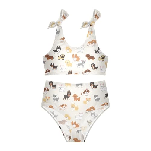 Toddler Girls Bikini Set Dogs Swimsuits Kid Bowknot Swimwear 2 Piece Bathing Suit 3-12T3