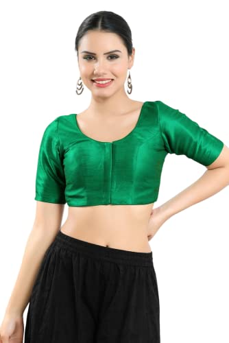 Image of Vamas Women's Silk Padded Self Design Half Sleeve Readymade Saree Blouse (X-766.N)