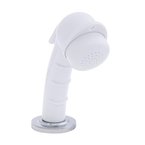 Ambassador Marine Deck-Mount Sprayer- Small Arctic White Sprayer, 10' White Rubber Hose, Low Profile Holder - 134-0021-AW-W