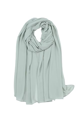 Image of Louisabelle Premium Pearl Chiffon Scarf - Lightweight Soft Draping Georgette Hijab Elegant Plain Fashion Scarf for Women 70x180CM (Sage mint)
