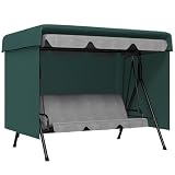 Outsunny Funda Balancín Jardín Funda Columpio Jardín Exterior Cubierta de Columpio con Cremallera Impermeable 215x155x150 cm Verde