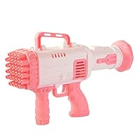 ✨オススメ✨ シャボン バズーカ 電動 光る ピンク Amazon | RiZKiZ 32穴 電動バブルガン シャボン玉 バズーカ