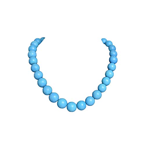 Natural Blue Turquoise Strand 435.00 Ct Round Smooth Beads Strand Necklace Blue Turquoise Jewelry Gift