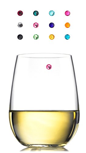 Swarovski Crystal Magnetic Wine Charms - Set of 12 - Storage Box Included - Works with Any Type of Glass - Great Party or Gift Idea - Best Value - By Avito