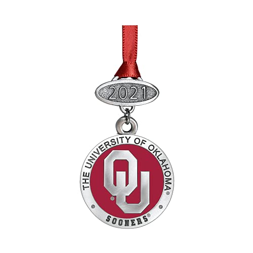 Heritage Metalworks Heritage Pewter University of Oklahoma Sooners Class of 2021 Ornament | Graduation Gift | Hand-Sculpted Christmas Tree Ornament | Intricately Crafted Metal Pewter Alma Mater Inlay