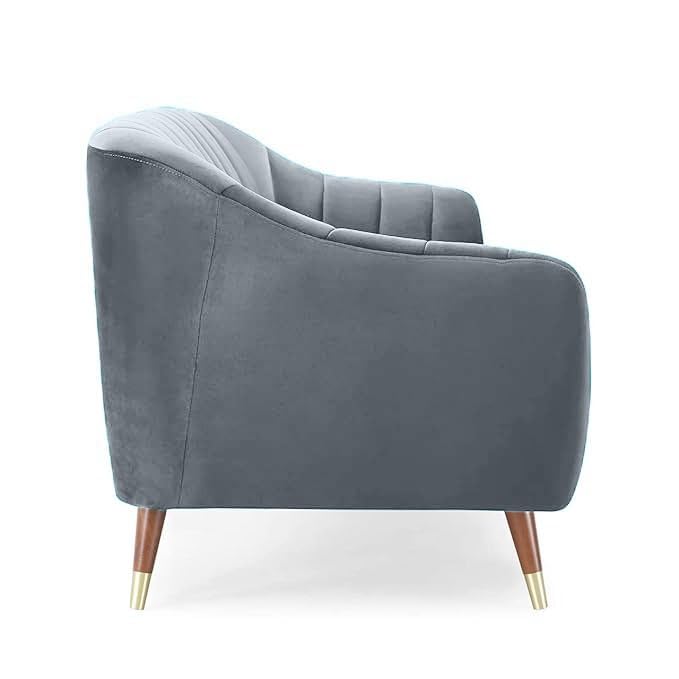 Image of AMATA Marino 3 Seater Sofa Set Colour Light Grey Suede Velvet Fabric with Two Cushions Perfect for Home Office Guests Living Room (Marino Light Grey, 3 Seater)(3 Year Warranty)