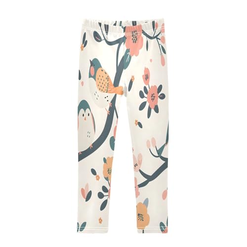 Toddler Girls Leggings Printed Yoga Pants Leggings Bird Tree Flower for Kids