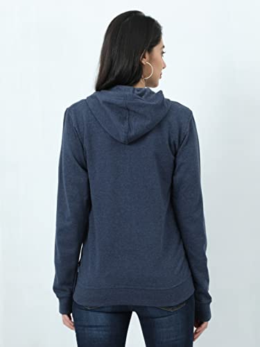 Image of Wafaa Women's Cotton Plain Hooded Neck Full Zipper Sweatshirt Hoodies with Kangaroo Pocket