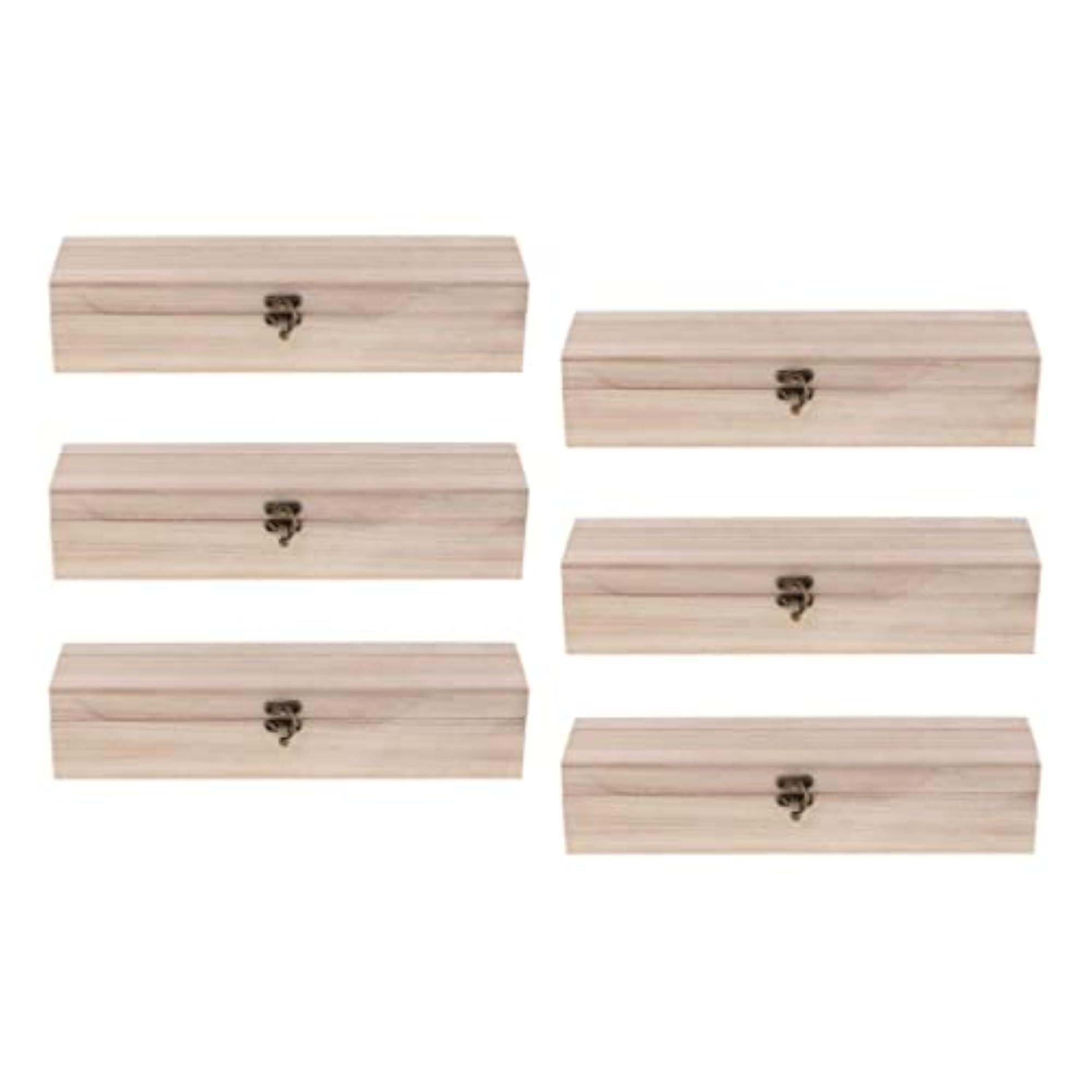 6Pcs Plain Rectangle Wooden Jewelry Storage Box Case