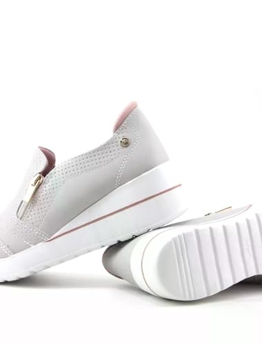 Tênis Casual Kolosh Slip On Anabela Bege C3561