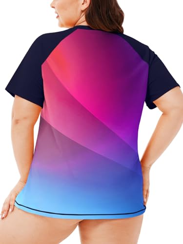 Image of AOBUTE Womens Plus Size Rash Guard Shirts Short Sleeve Swim Top UV UPF 50+ Sun Protection Swimwear Swimsuit