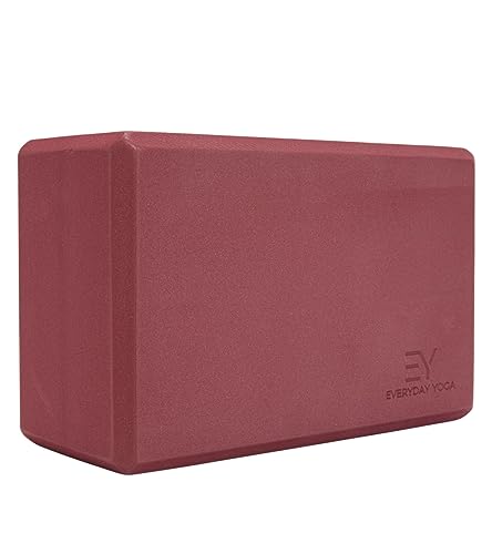 Everyday Yoga Foam Yoga Block 4 Inch - High-Density EVA Support Block for Stability Balance & Flexibility Lightweight Durable & Comfortable - Merlot