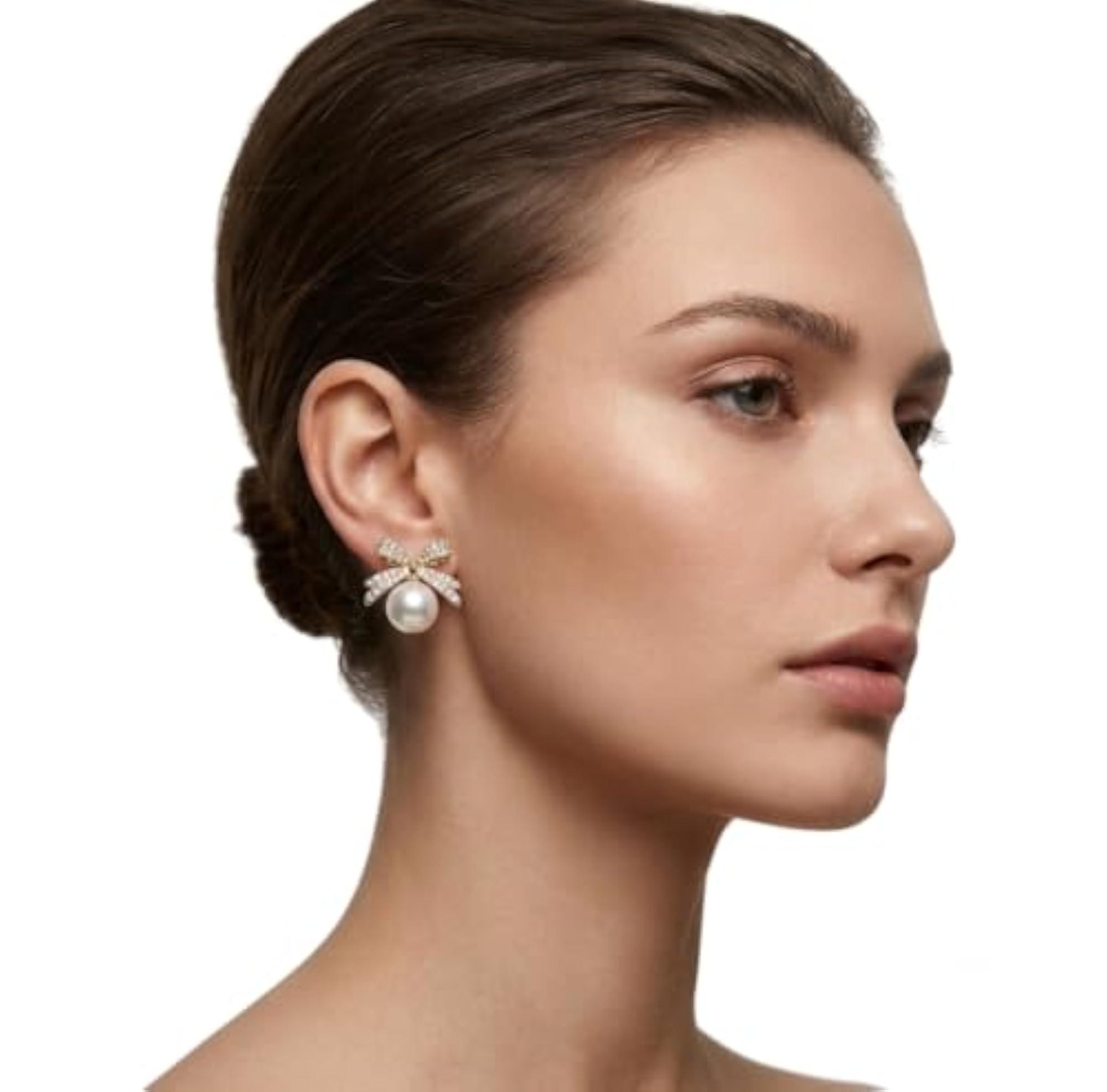 Women's Elegant Bow Pearl Collection Stud Earrings
