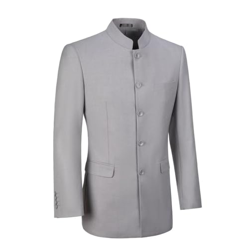 Mens Casual Blazer Chinese Stand Collar Single Breasted Formal Jacket Traditional Wedding Dress Coat2