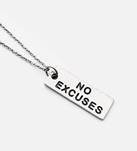 Pewter NO EXCUSES Necklace - Pewter Pendant on 18 inch Stainless Steel Cable Chain - All Pewter2