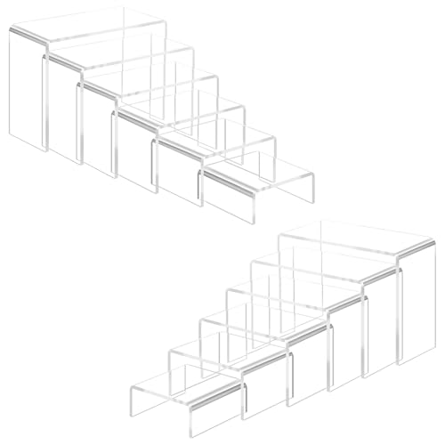 Luqvzxv 12 Pcs Small Size Acrylic Display Risers, 2 Sets Acrylic Risers Display Stands, 0.15' Thick...