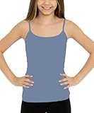 Malibu Sugar Girls Sleeveless Camisole Tank Tops & Camis – Stretchy Comfortable Undershirts Girls Tank Top for Layering Kids Basics One Size Fits Ages 10-14 Denim Blue
